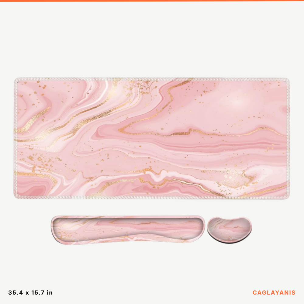 4-in-1 Pink Marble Premium XXL Desk Set